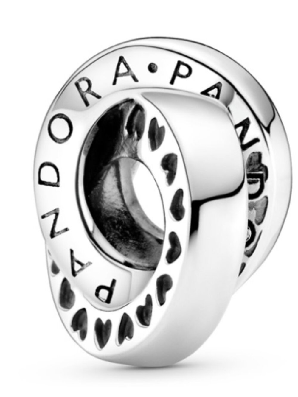 New Pandora Logo & Hearts S925 Sterling Silver Spacer Charm 799035C00 - Picture 3 of 5